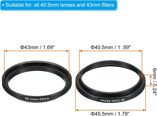 Vista 2 de PATIKIL Anillo elevador de metal de 1.594 in-1.693 in, paquete de 2 anillos adaptadores de filtro de lente de cámara, anillo adaptador de filtro