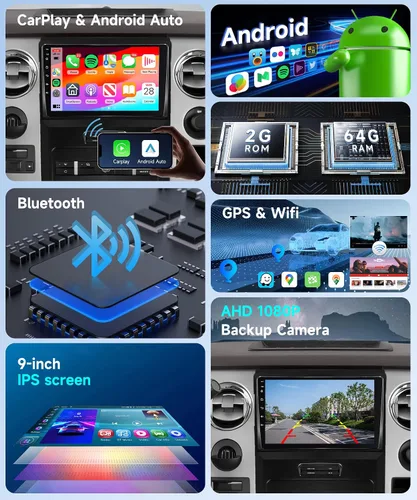 Vista 3 de Radio de coche para Ford F150 F-150 2009-2014 con CarPlay inalámbrico
