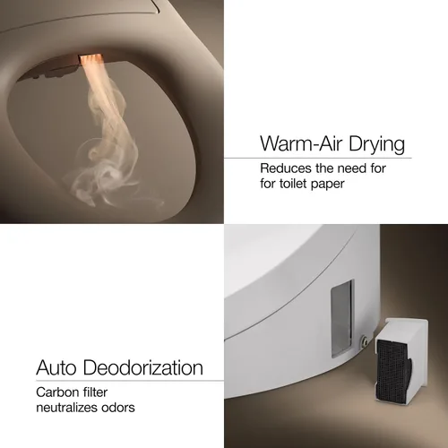Vista 11 de Kohler PureWash E820 - Asiento de inodoro alargado con calefacción, blanco con control remoto, tapa de cierre silencioso, desodorización automática