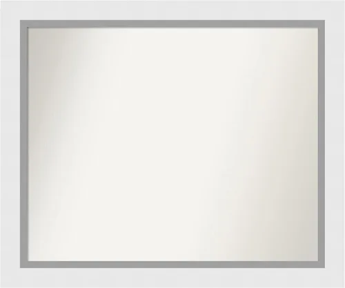 Vista 92 de Amanti Art Espejo de baño blanco para sobre el fregadero, 24 x 26 pulgadas, espejo rectangular blanco y blanco, marco de madera contemporáneo