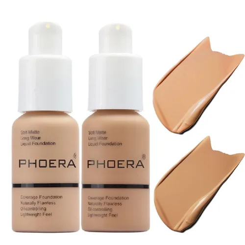 Vista 12 de Phoera - Base de maquillaje líquida mate suave sin imperfecciones, corrector de larga duración, resistente al agua, de cobertura total
