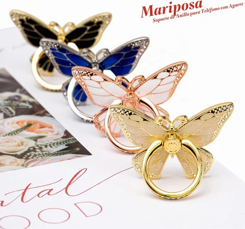 Vista 5 de Doflyesky Soporte de anillo de mariposa para teléfono celular, rotación de 360 grados, soporte de agarre de anillo de teléfono, soporte de dedo