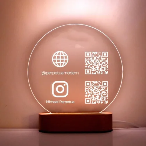 Vista 4 de Acrílico personalizado Hexagonal QR Code Sign Scanning Venmo Instagram Paypal Cashapp Pago Pequeña Pop-Up Shop Placa de revisión Empresa Sitio web