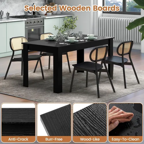 Vista 4 de Giantex Mesa de comedor para 6, mesa de cocina rectangular con capacidad de 330 libras, estructura estable, 63 pulgadas de largo x 31.5 pulgadas