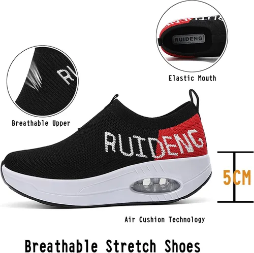 Vista 3 de AUUGK Women's Slip-on Walking Shoes Mesh Breathe Air Cushion Sock Sneakers for Women Ladys Fashion Platform Lightweight Loafers Non-Slip Nursing