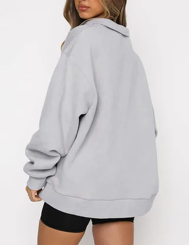 Vista 3 de KOJOOIN Sudadera de manga larga con cremallera de 14 para mujer