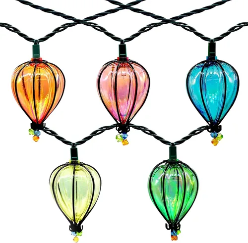 Vista 8 de 11 pies de luces de cadena multicolor con 10 bombillas, luces LED decorativas impermeables y conectables con certificación UL para colgar en patio