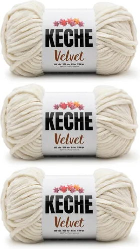 Vista 154 de Keche Hilo para ganchillo, hilo de terciopelo, chenilla suave, manta de bebé voluminosa amigurumi Yarn 3.53 oz (132 yardas) - Arona