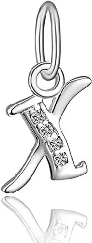 Vista 24 de Adabele Auténtica plata de ley brillante A-Z 26 letras pequeñas del alfabeto con circonita cúbica, colgante de diamantes de imitación resistente al