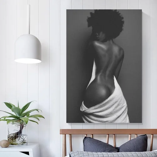 Vista 5 de MQISNOHA Póster de arte de pared sexy de mujer negra negra afroamericana, pinturas artísticas en lienzo, decoración de pared, decoración del hogar
