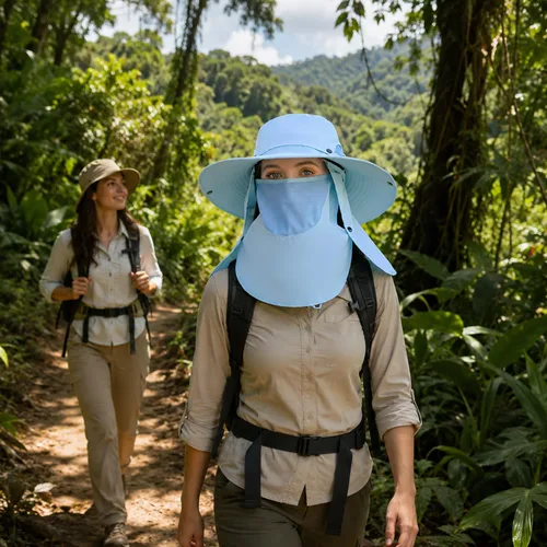 Vista 8 de Hombres Mujeres Safari Bucket Pesca Sombreros Sol Cubierta Cara Kcl015-lanse