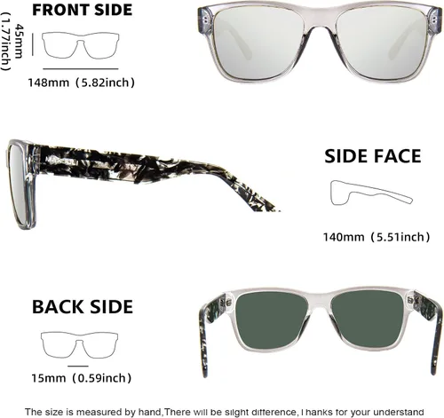 Vista 5 de MAXJULI Gafas de sol polarizadas cuadradas de gran tamaño retro para mujeres y hombres 8819