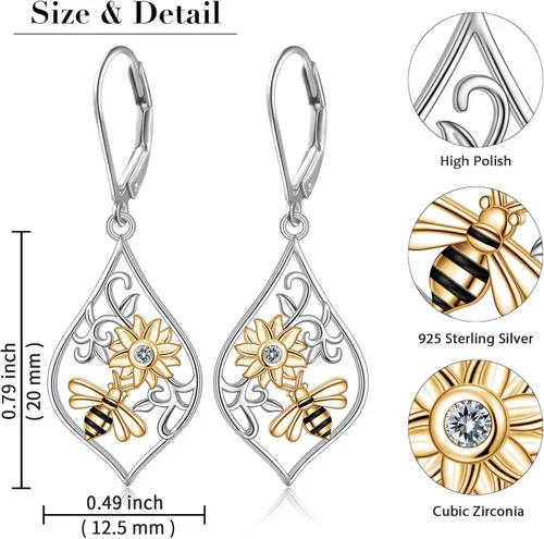 Vista 48 de Aretes colgantes de filigrana de plata de ley 925, margarita, loto, flor de rosa, piedra lunar, lágrima para mujer, nudo celta infinito, margarita