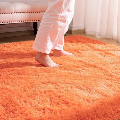 Vista 86 de Softlife Alfombra naranja para dormitorio, alfombra de felpa esponjosa para sala de estar para niñas, alfombra lanuda para niños, alfombra suave
