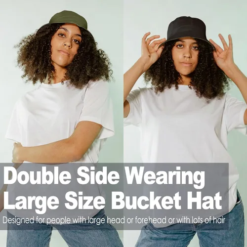 Vista 4 de Sombrero de pescador de algodón XXL de gran tamaño, unisex, reversible, de moda, sombrero de pesca de doble cara, sombrero de sol de verano