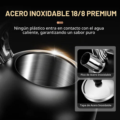 Vista 5 de SUSTEAS Hervidor de té – Hervidor silbante de 3.17 cuartos con mango ergonómico – Ollas de té de acero inoxidable de alta calidad para estufa