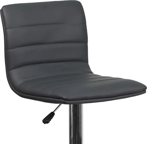 Vista 9 de Flash Funiture silla de bar ajustable con base cromada, Vinilo, Gris