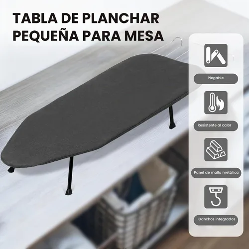Vista 2 de Tabla de planchar pequeña, tabla de planchar plegable compacta, tablero de hierro portátil, panel de malla de metal, almohadilla gruesa de 0.315 in