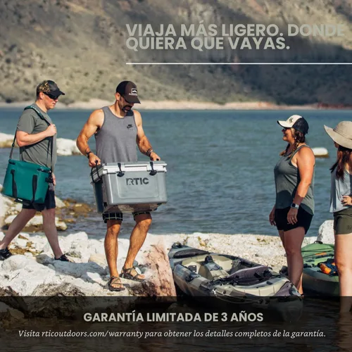 Vista 7 de RTIC Enfriador duro ultraligero de 32 cuartos de galón, baúl de hielo portátil aislado de 13 libras, capacidad de 48 latas, retención de hielo de 5