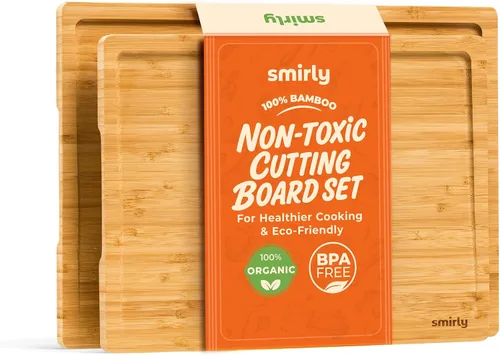 Vista 19 de SMIRLY - Tabla de corte grande de acacia para cocina: tabla de cortar de madera grande con ranura para jugos, tablas de cortar de madera