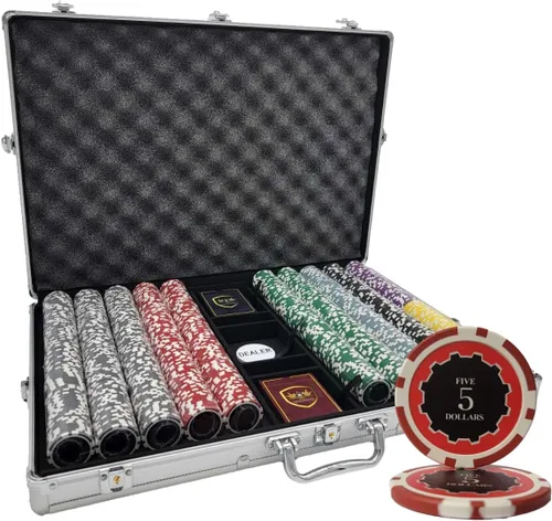 Vista 2 de MRC POKER Eclipse (0.49 oz) [300 piezas] Juego de fichas de póquer con estuche negro de lujo, construcción personalizada disponible