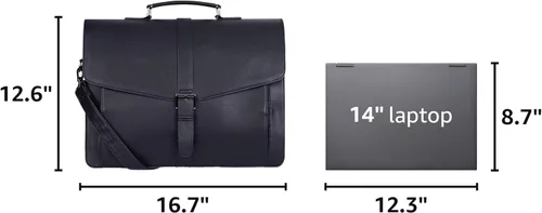 Vista 3 de ESTARER Portafolio de cuero para hombres de 15.6 pulgadas, bolsa para computadora portátil para oficina/negocios/viajes, bolsa de hombro grande