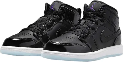 Vista 3 de Air Jordan 1 Mid Pre School, NegroBlanco oscuro