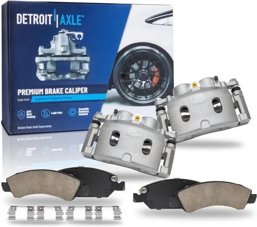 Vista 134 de Detroit Axle - Pastillas de freno para Ford F-150 99-03, 02 Lincoln Blackwood, Pastillas de freno de cerámica delanteras y traseras con repuesto