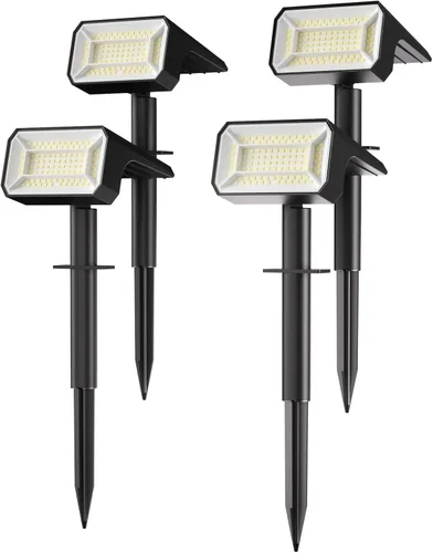 Vista 11 de Fabrito Focos solares grandes para exteriores, paquete de 2 unidades, 1000 lúmenes de alto brillo, foco solar impermeable IP65 con 136 LED, luces