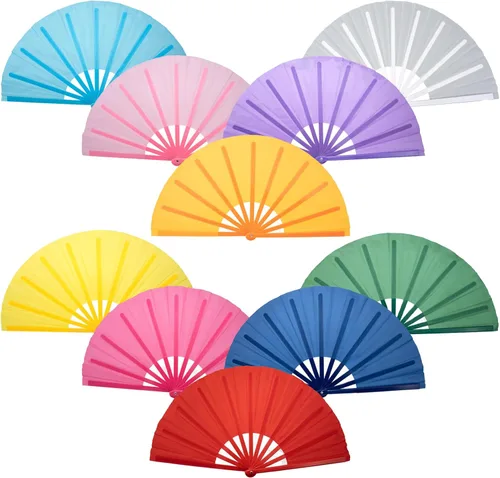 Vista 9 de QIRMIZI Abanico de baile de botas en la línea de tierra, 10 unidades, ventilador plegable grande para Kung Fu chino, baile, festivales de música