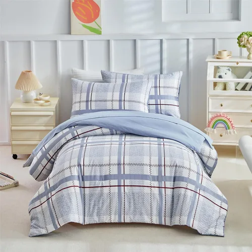 Vista 9 de Juego de edredón individual para niños y niñas, edredón de gato de 3 piezas con 2 fundas de almohada, juego de ropa de cama individual de gatito
