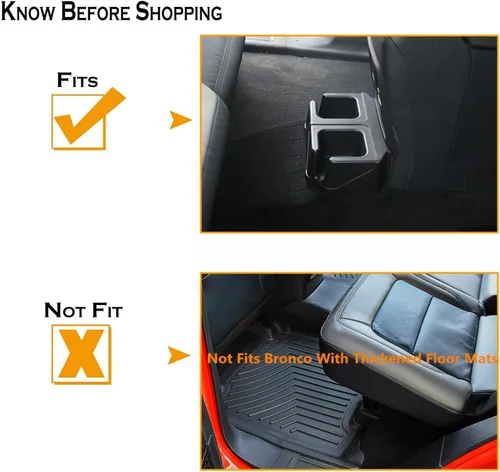 Vista 2 de Soporte de bandeja de almacenamiento para Ford Bronco 2021 2022 2023 2024, accesorios interiores, organizador negro, organizador trasero doble extra