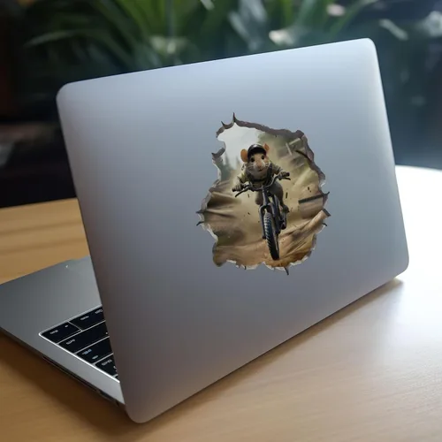 Vista 6 de Adhesivo de pared 3D con agujero de ratón para ciclismo de montaña