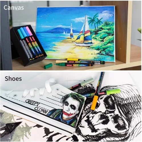 Vista 7 de ZEYAR Premium bolígrafo de pintura acrílica, base de agua, punta extra fina, 18 colores, tinta opaca, sin olor, sin ácido y seguro de usar