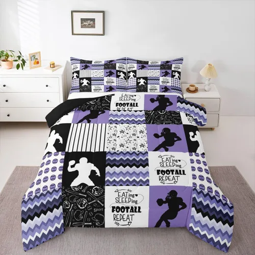 Vista 20 de Erosebridal Softball Comforter Set Patchwork Buffalo Plaid Twin Bedding Sets for Girls Kids Teens Child Galaxy Stars Ball Game Baseball Comforter