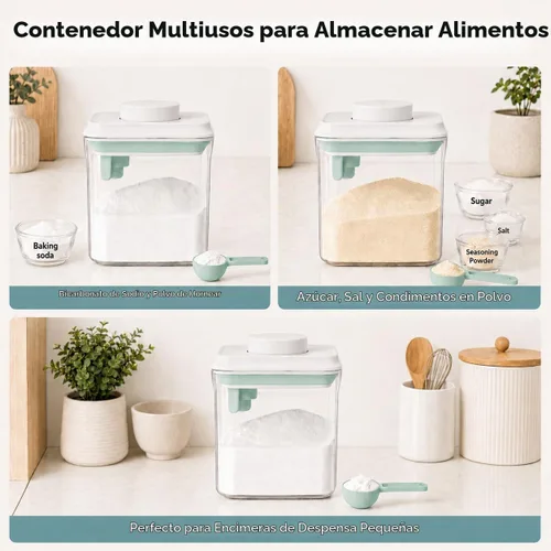 Vista 7 de POP Spice - Recipientes herméticos pequeños para hornear, 2 tazas (0.5 cuartos de galón / 16.9 fl oz), recipiente transparente 1/2 cucharada