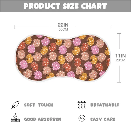Vista 2 de Muslin Baby Burp Cloths, Retro Pumpkin 70s Hippie Muslin Washcloths Baby Bibs Rags Comfy Soft Absorbent in for Newborn Boys and Girls 4 Piece 22 x
