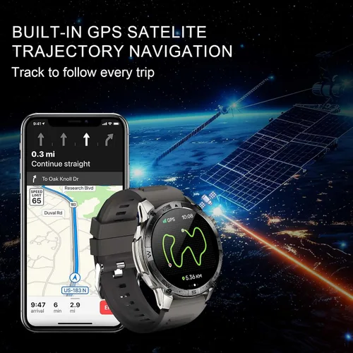 Vista 3 de Reloj inteligente con GPS para hombre, AMOLED de 1.43 pulgadas, resistente reloj militar inteligente para hacer/responder llamada, reloj deportivo