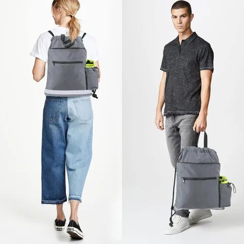 Vista 6 de Mochila con cordón para gimnasio, bolsa deportiva para natación, mujeres y hombres, bolsa de entrenamiento con cordón trasero para fútbol