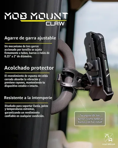 Vista 2 de Mob Armor Pinza de montaje, aluminio de grado aeronáutico, rotación 360, liberación rápida, compatible con iPhone 6 a 14, Samsung Galaxy S3 a Note 7