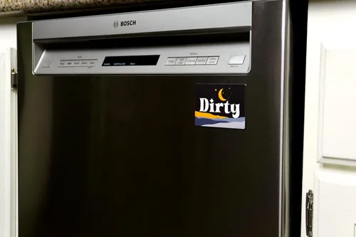 Vista 5 de Letrero magnético de doble cara para lavavajillas Clean Dirty - Letreros magnéticos que dicen limpio/sucio - Adhesivo metálico opcional