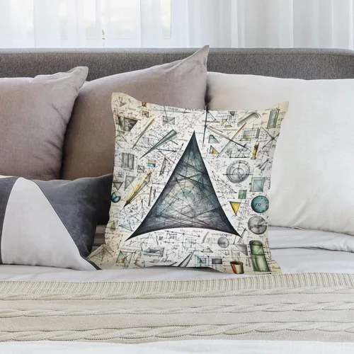 Vista 7 de Fundas de almohada, texto matemático y ecuaciones, formas geométricas, fundas de almohada matemáticas, geometría, fórmulas científicas