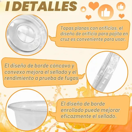 Vista 3 de Qinsihwn 100 Piezas Vasos de Plástico Desechables de 8 OZ con Tapas Planas, Vasos Transparentes de Porción con Tapas Planas, Recipientes de Plástico