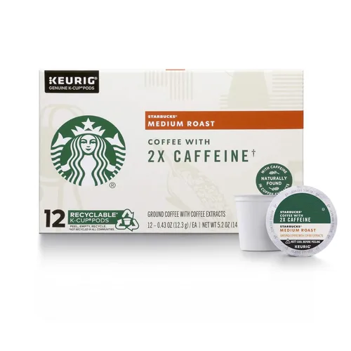 Vista 24 de Starbucks Cápsulas de café K-Cup, café de tostado medio con 2X cafeína mezcla de la casa para cafeteras Keurig, 100% arábica, 6 cajas