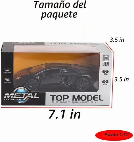 Vista 6 de iLooboo Vehículo de juguete coleccionable de aleación Aventador negro con luces y sonido