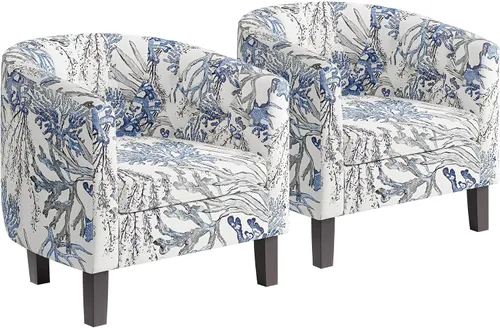 Vista 12 de BELLEZE Sillas de acento negras para sala de estar, elegante silla de brazo tapizada con respaldo capitoné en forma de barril, silla de club