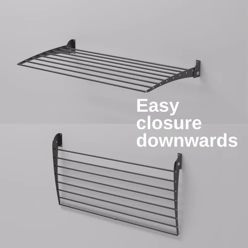 Vista 2 de foxydry Rejilla de secado plegable para montar en la pared, plegable que ahorra espacio, 24 pulgadas Negro - Cerrando