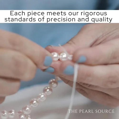 Vista 3 de The Pearl Source Freshwater Cultured Pearl Ring for Women with Button Pearl and Cubic Zirconia on Sterling Silver