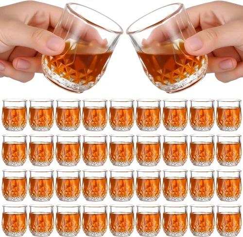 Vista 11 de Meanplan Juego de mini vasos de chupito de 1.7 onzas, vasos de degustación, base pesada, taza de chupito transparente, lindas tazas de vino Cordial