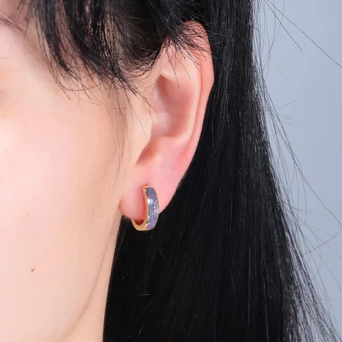 Vista 134 de CiNily Aretes Huggie de ópalo con bisagras, chapados en oro, hipoalergénicos, pequeños aretes de aro para mujeres, adolescentes, niñas, hombres